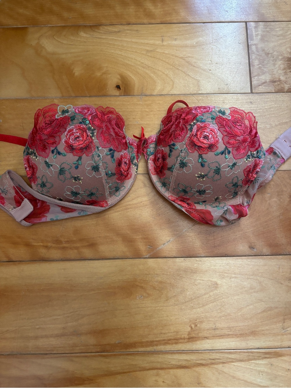COLLECTORS EDITION Victoria's Secret Red Floral Embroidered Bra